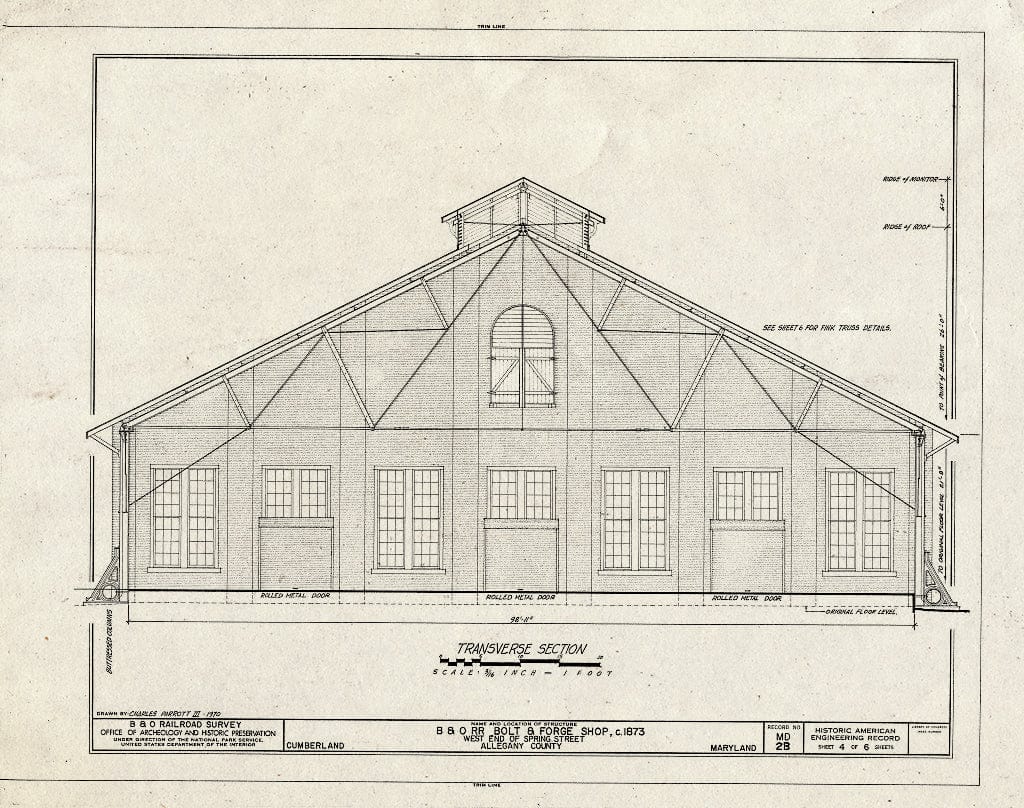 Blueprint HAER MD,1-CUMB,2B- (Sheet 4 of 6) - Baltimore & Ohio Railroad, Bolt & Forge Shop, Spring Street, Cumberland, Allegany County, MD