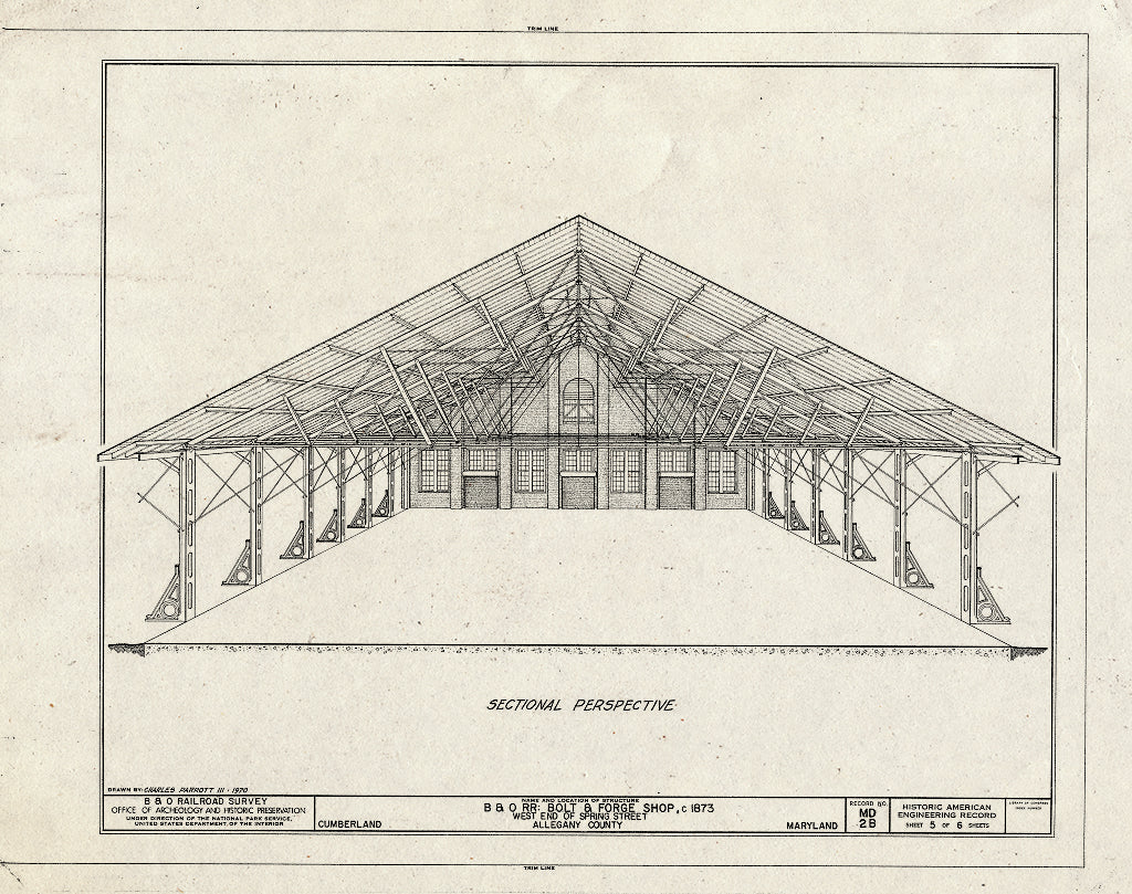 Blueprint HAER MD,1-CUMB,2B- (Sheet 5 of 6) - Baltimore & Ohio Railroad, Bolt & Forge Shop, Spring Street, Cumberland, Allegany County, MD
