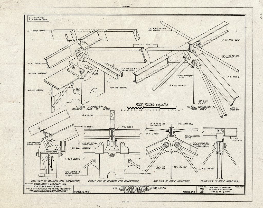 Blueprint HAER MD,1-CUMB,2B- (Sheet 6 of 6) - Baltimore & Ohio Railroad, Bolt & Forge Shop, Spring Street, Cumberland, Allegany County, MD