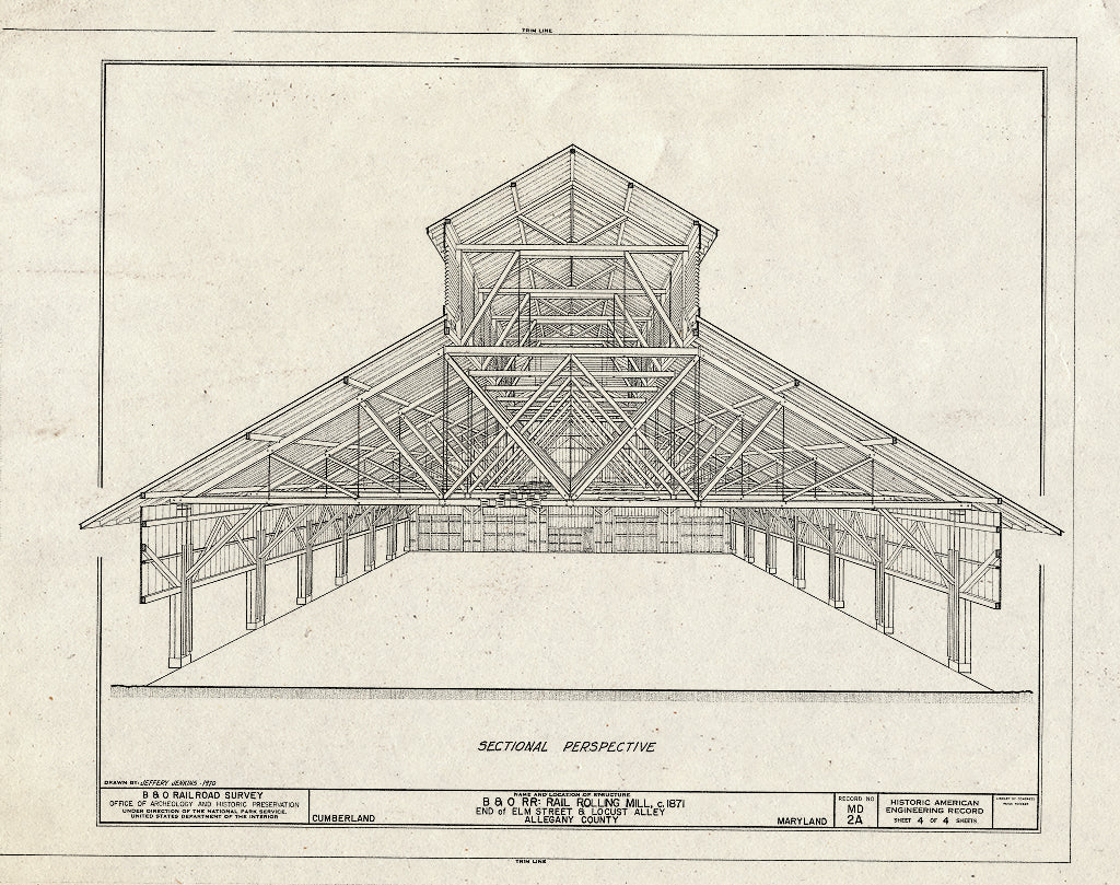 Blueprint HAER MD,1-CUMB,2A- (Sheet 4 of 4) - Baltimore & Ohio Railroad, Rail Rolling Mill, Elm Street & Locust Alley, Cumberland, Allegany County, MD