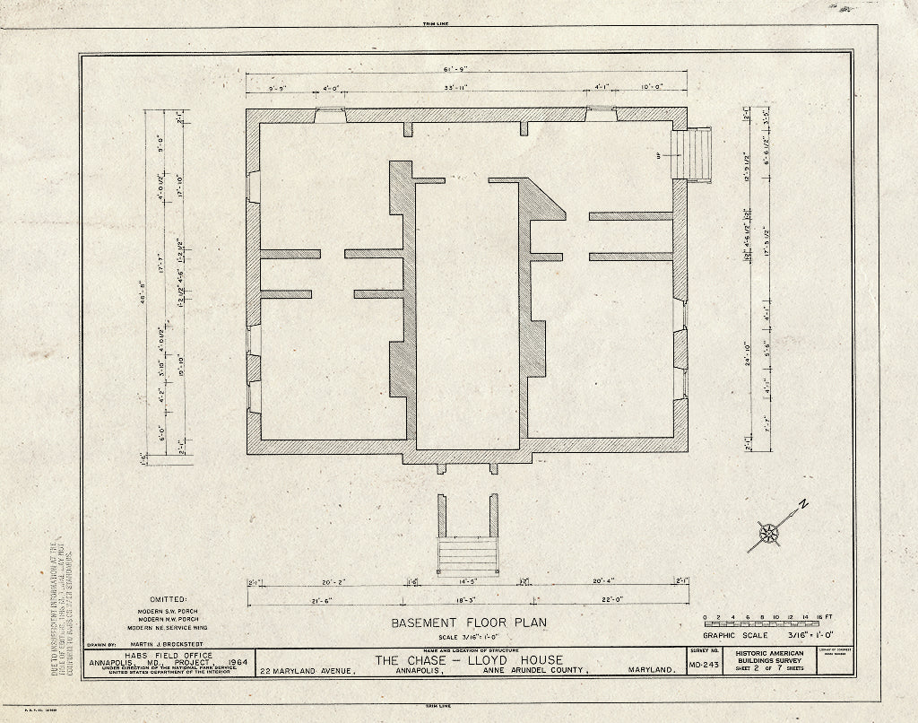 Blueprint HABS MD,2-Anna,2- (Sheet 2 of 7) - Chase-Lloyd House, 22 Maryland Avenue & King George Street, Annapolis, Anne Arundel County, MD