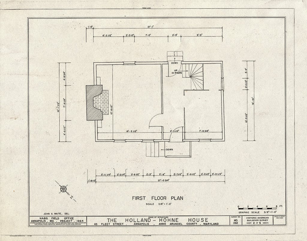 Blueprint HABS MD,2-Anna,54- (Sheet 2 of 5) - Holland-Hohne House, 45 Fleet Street, Annapolis, Anne Arundel County, MD
