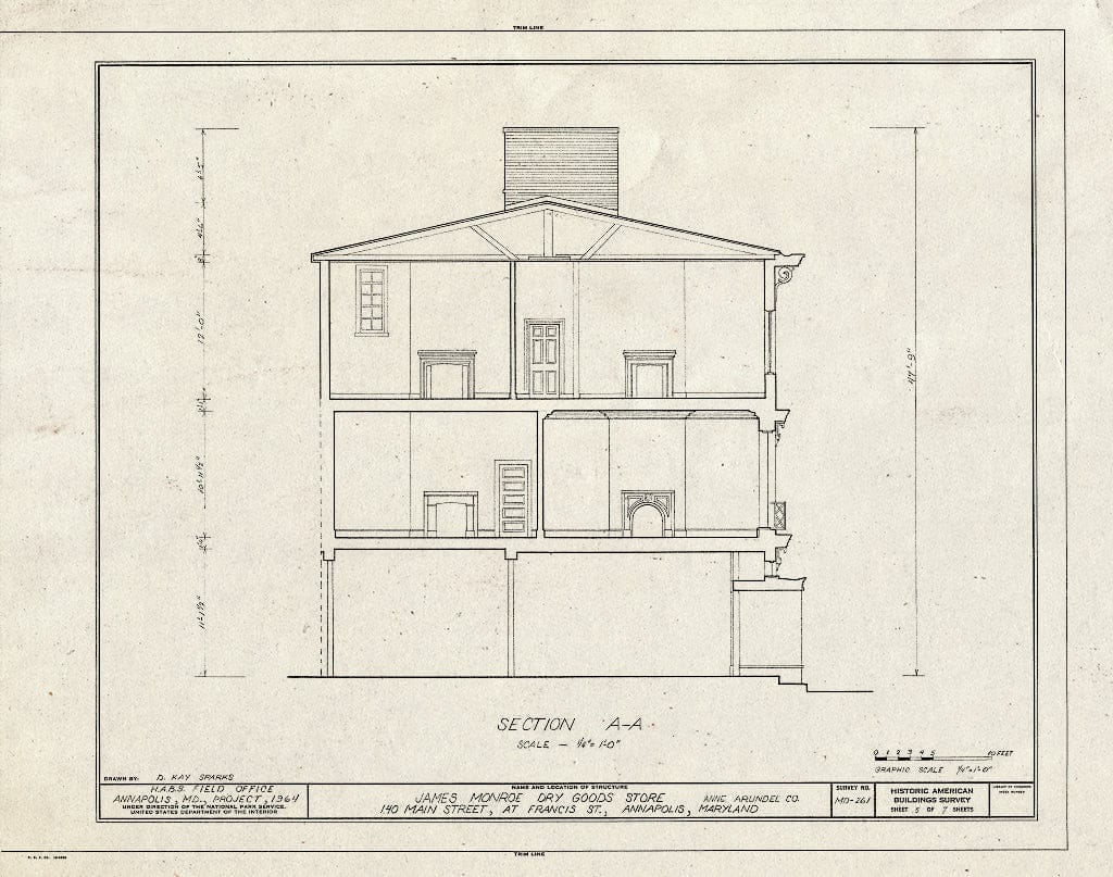Blueprint HABS MD,2-Anna,59- (Sheet 5 of 7) - James Monroe Dry Goods Store, 140 Main Street, Annapolis, Anne Arundel County, MD