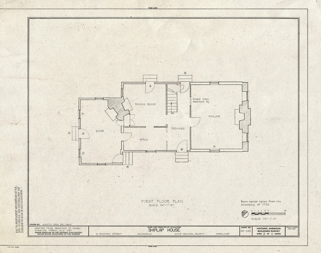 Blueprint HABS MD,2-Anna,9- (Sheet 2 of 6) - Slicer-Shiplap House, 18 Pinkney Street, Annapolis, Anne Arundel County, MD