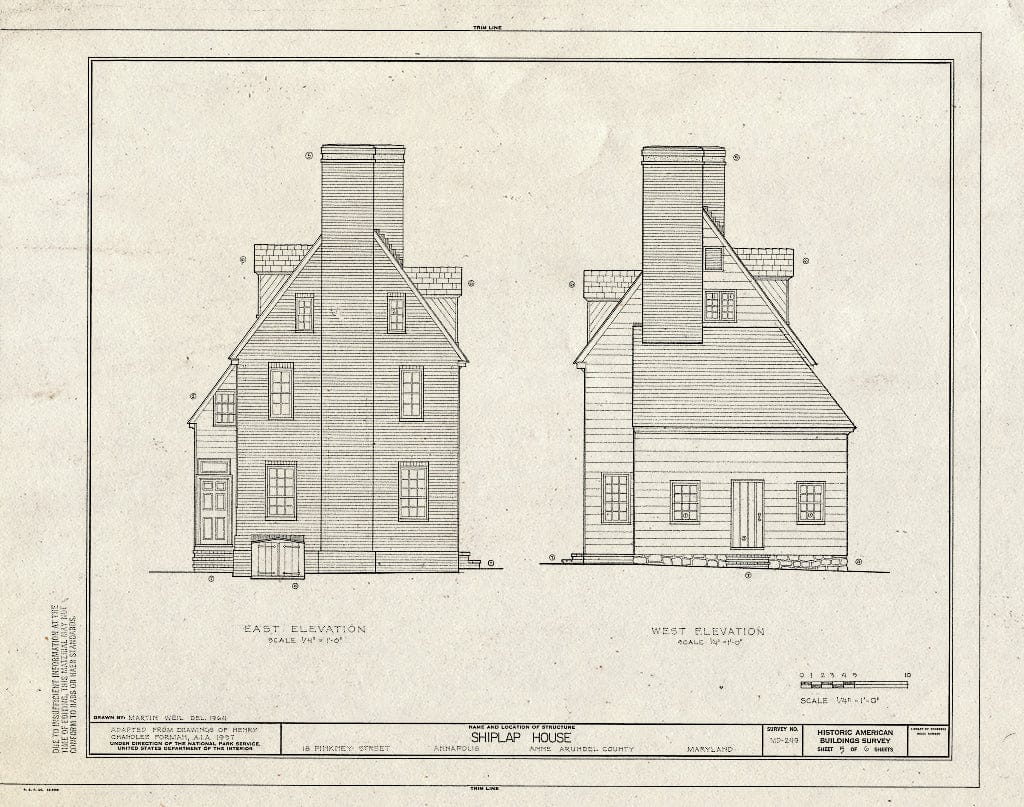 Blueprint HABS MD,2-Anna,9- (Sheet 5 of 6) - Slicer-Shiplap House, 18 Pinkney Street, Annapolis, Anne Arundel County, MD