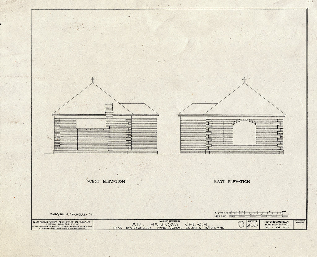 Blueprint HABS MD,2-Davi.V,1- (Sheet 3 of 4) - All Hallows Church, All Hallows Church Road & State Route 2, Davidsonville, Anne Arundel County, MD