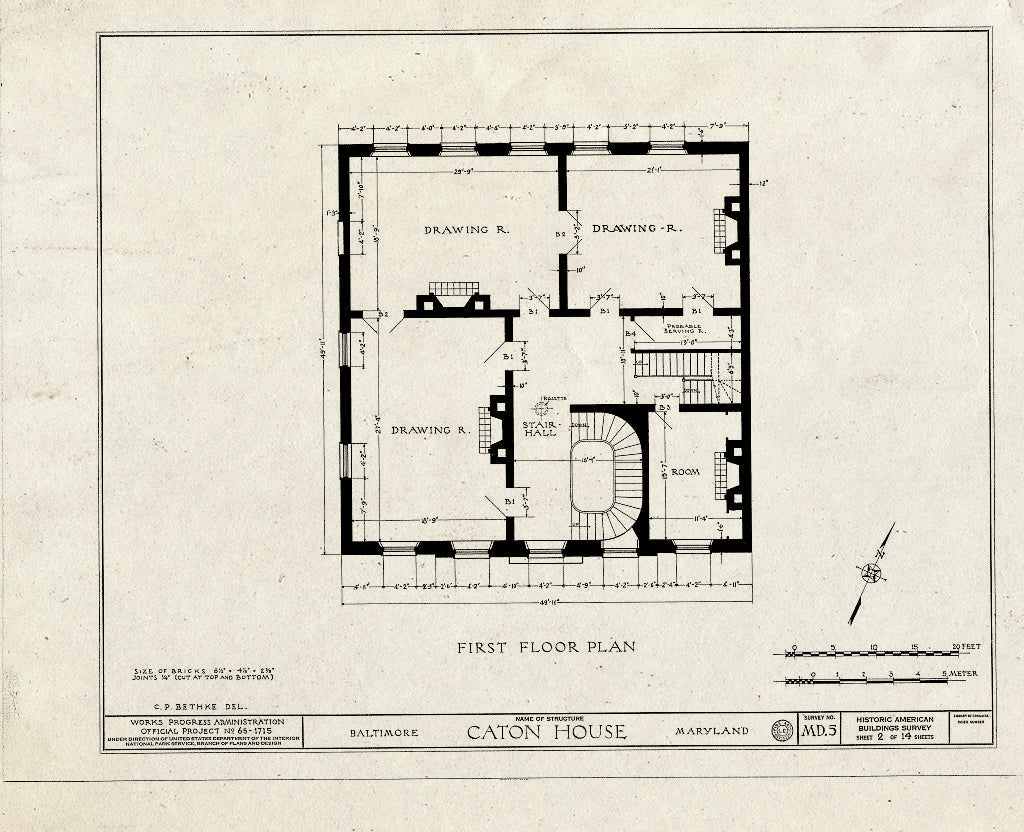 Blueprint HABS MD,4-BALT,14- (Sheet 2 of 14) - Caton House, Lombard & South Front Streets, Baltimore, Independent City, MD