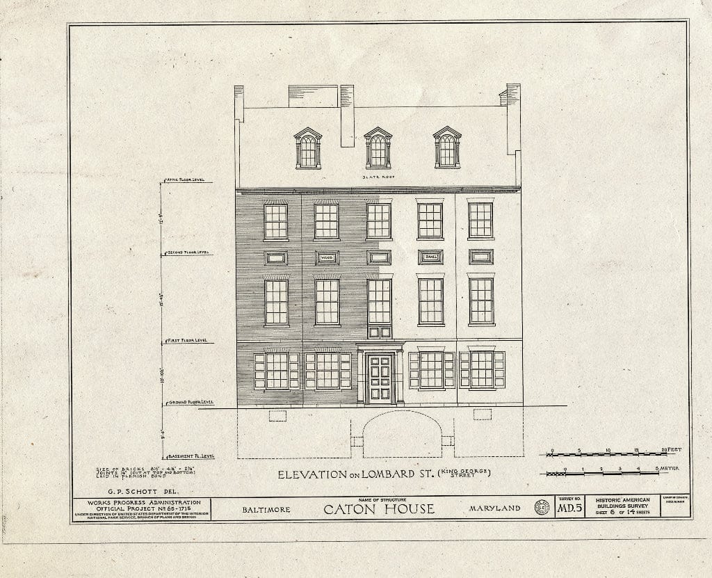 Blueprint HABS MD,4-BALT,14- (Sheet 6 of 14) - Caton House, Lombard & South Front Streets, Baltimore, Independent City, MD