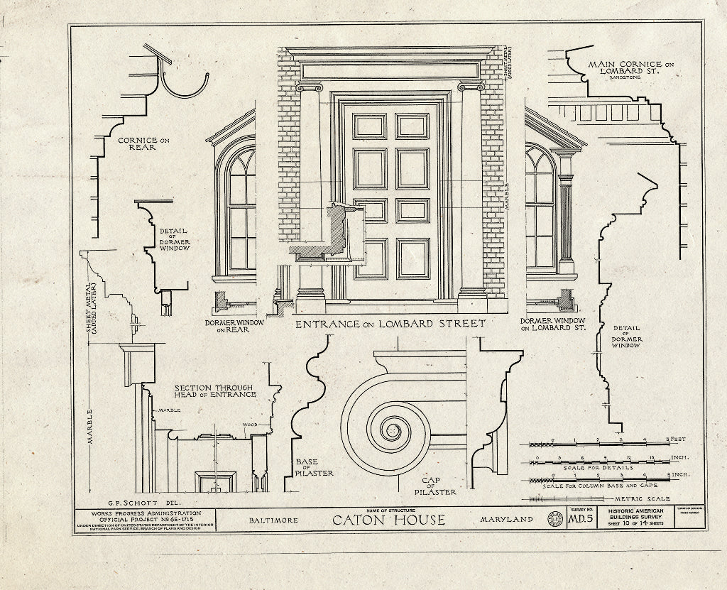 Blueprint HABS MD,4-BALT,14- (Sheet 10 of 14) - Caton House, Lombard & South Front Streets, Baltimore, Independent City, MD