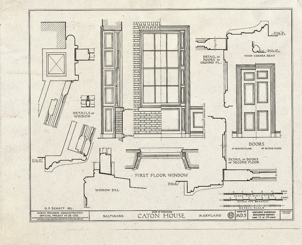 Blueprint HABS MD,4-BALT,14- (Sheet 11 of 14) - Caton House, Lombard & South Front Streets, Baltimore, Independent City, MD