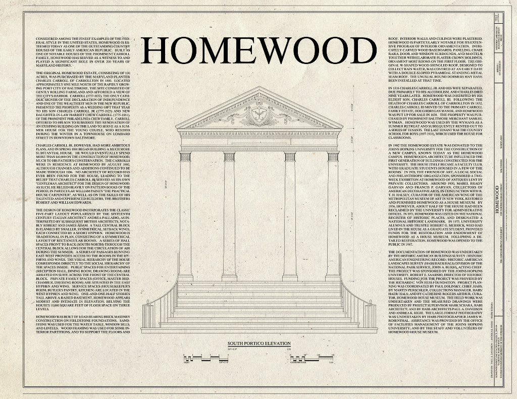 Blueprint HABS MD,4-BALT,1- (Sheet 1 of 34) - Homewood, North Charles & Thirty-Fourth Streets, Baltimore, Independent City, MD