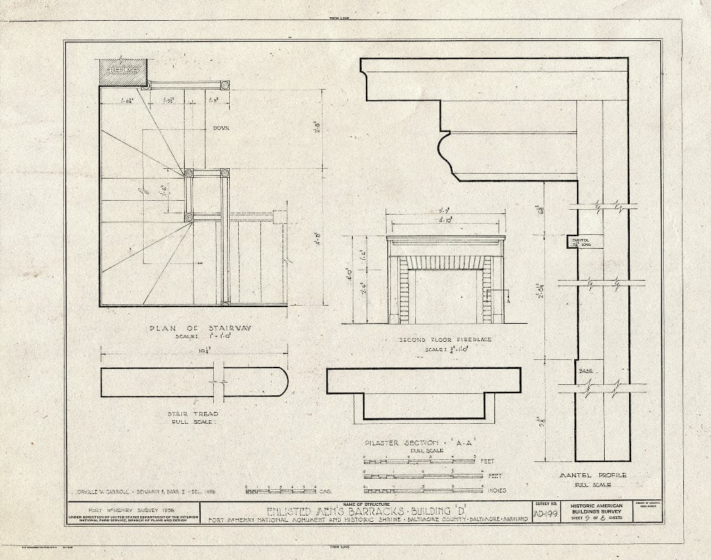 Blueprint HABS MD,4-BALT,5D- (Sheet 5 of 8) - Fort McHenry, Soldiers' Barracks No. 1, East Fort Avenue at Whetstone Point, Baltimore, Independent City, MD