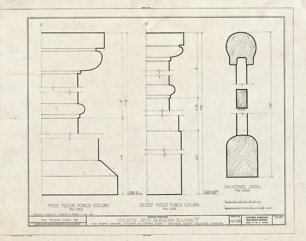 Blueprint HABS MD,4-BALT,5E- (Sheet 5 of 8) - Fort McHenry, Soldiers' Barracks No. 2, East Fort Avenue at Whetstone Point, Baltimore, Independent City, MD