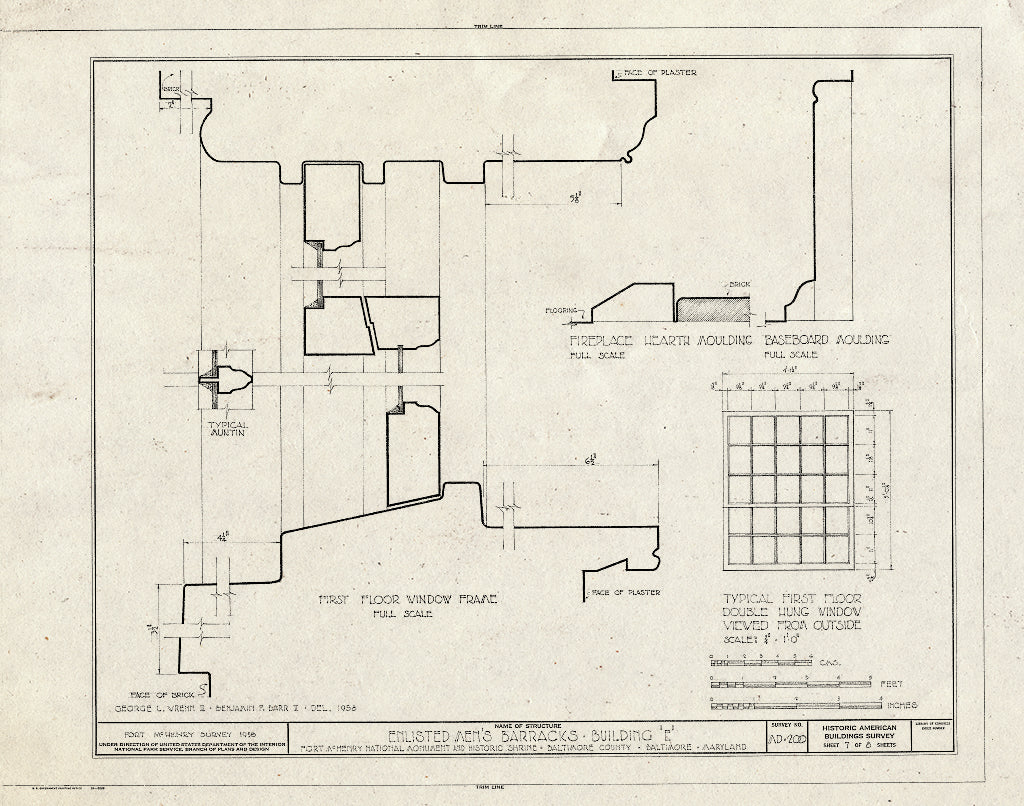 Blueprint HABS MD,4-BALT,5E- (Sheet 7 of 8) - Fort McHenry, Soldiers' Barracks No. 2, East Fort Avenue at Whetstone Point, Baltimore, Independent City, MD