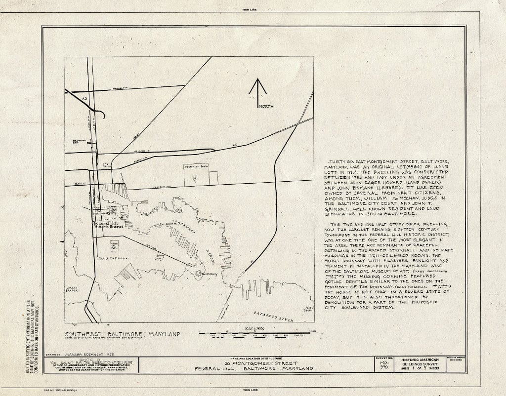 Blueprint HABS MD,4-BALT,78- (Sheet 1 of 9) - 36 Montgomery Street (House), Baltimore, Independent City, MD
