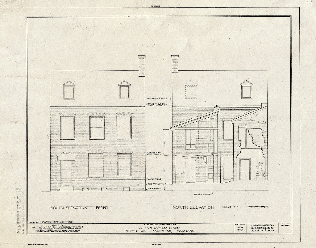 Blueprint HABS MD,4-BALT,78- (Sheet 4 of 9) - 36 Montgomery Street (House), Baltimore, Independent City, MD