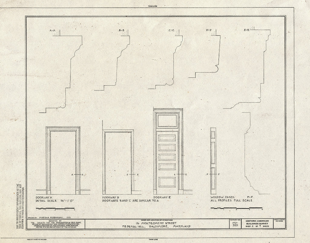 Blueprint HABS MD,4-BALT,78- (Sheet 8 of 9) - 36 Montgomery Street (House), Baltimore, Independent City, MD