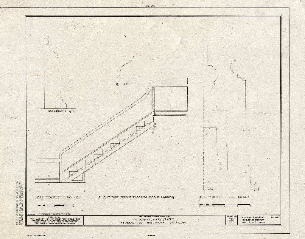 Blueprint HABS MD,4-BALT,78- (Sheet 9 of 9) - 36 Montgomery Street (House), Baltimore, Independent City, MD