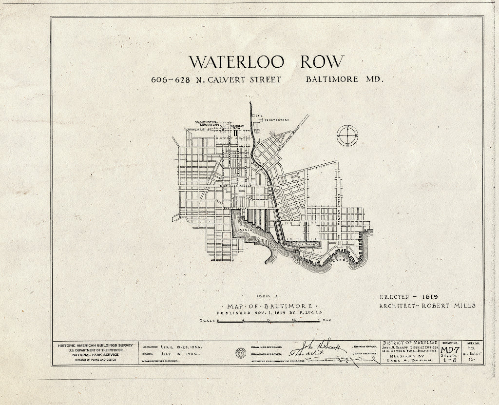 Blueprint HABS MD,4-BALT,16- (Sheet 0 of 8) - Waterloo Row, 606-628 North Calvert Street, Baltimore, Independent City, MD
