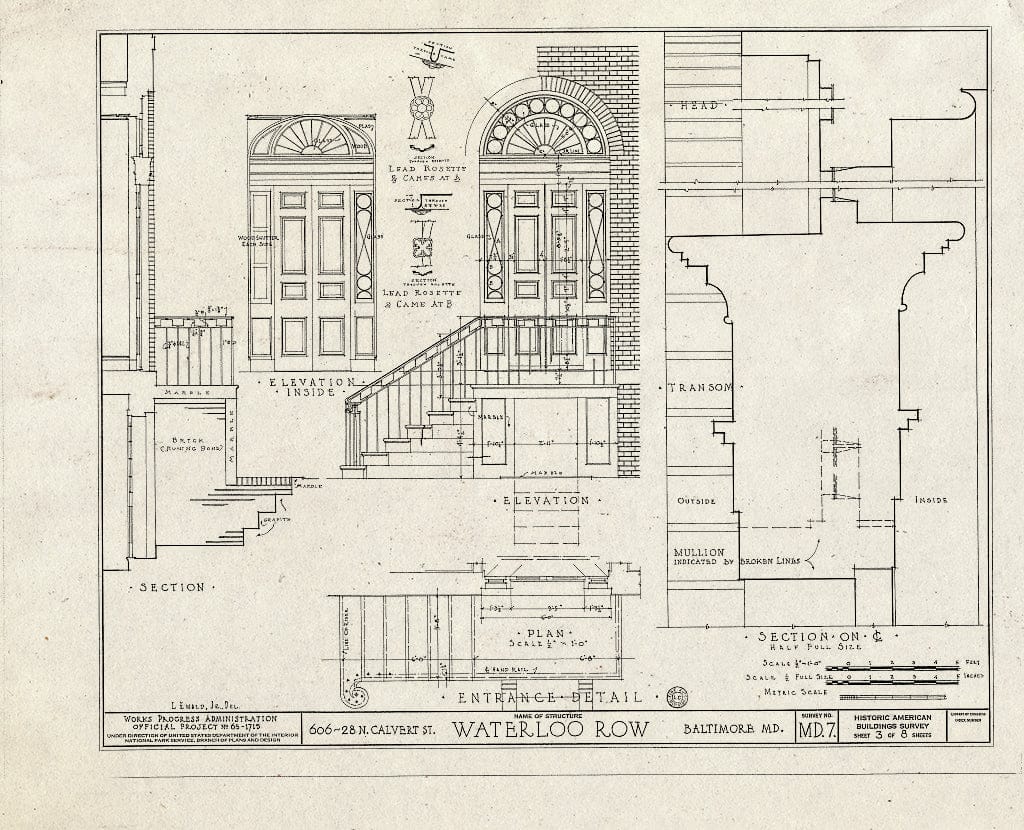 Blueprint HABS MD,4-BALT,16- (Sheet 3 of 8) - Waterloo Row, 606-628 North Calvert Street, Baltimore, Independent City, MD