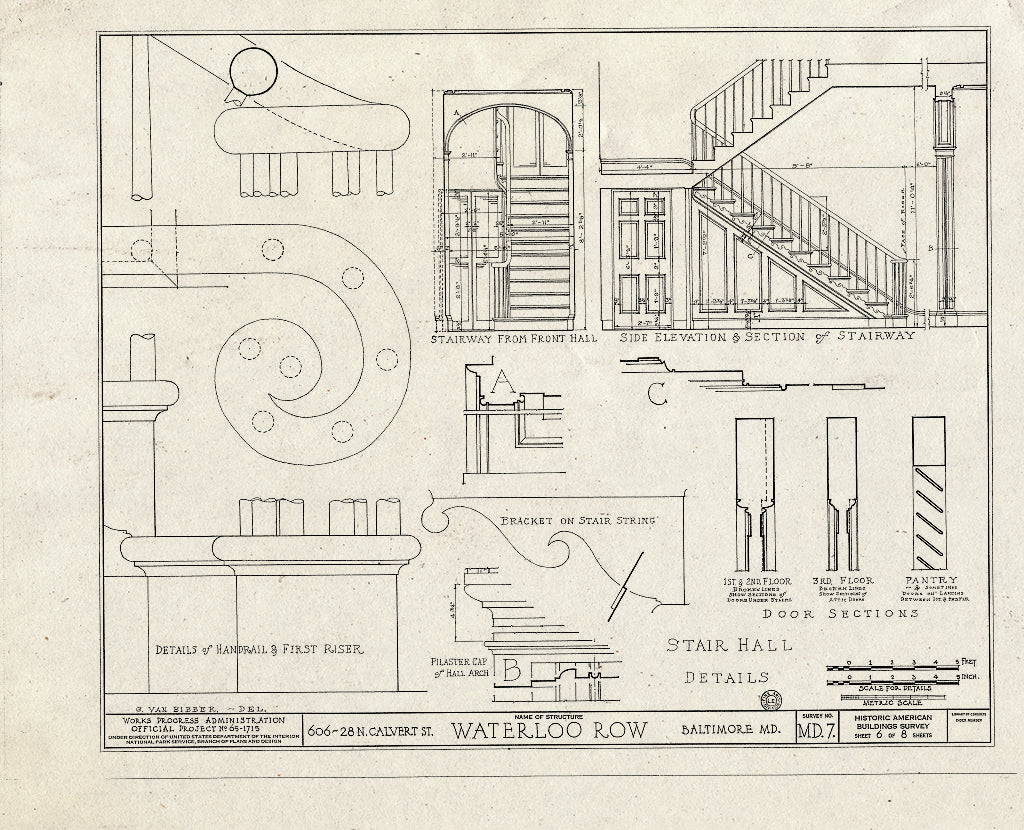 Blueprint HABS MD,4-BALT,16- (Sheet 6 of 8) - Waterloo Row, 606-628 North Calvert Street, Baltimore, Independent City, MD