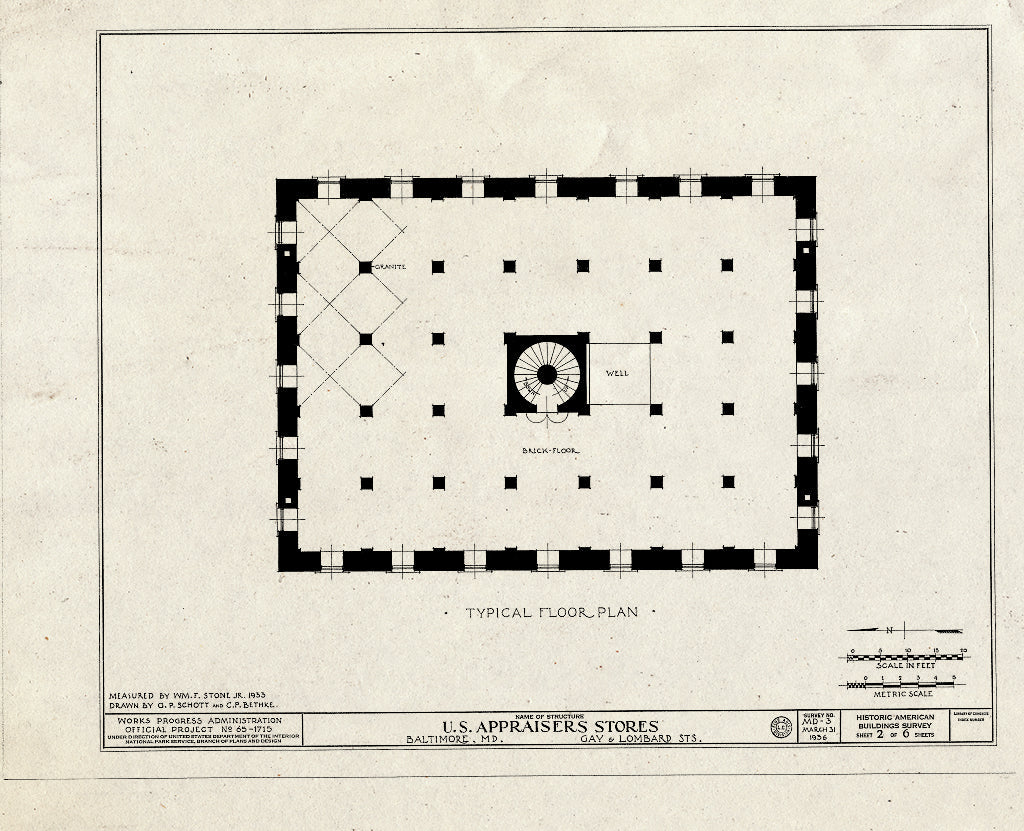 Blueprint HABS MD,4-BALT,12- (Sheet 2 of 6) - Old U.S. Appraisers Stores, Gay & Lombard Streets, Baltimore, Independent City, MD