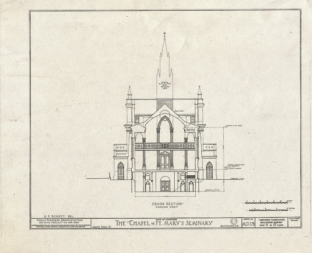 Blueprint HABS MD,4-BALT,18- (Sheet 4 of 17) - St. Mary's Seminary Chapel, North Paca Street & Druid Hill Avenue, Baltimore, Independent City, MD