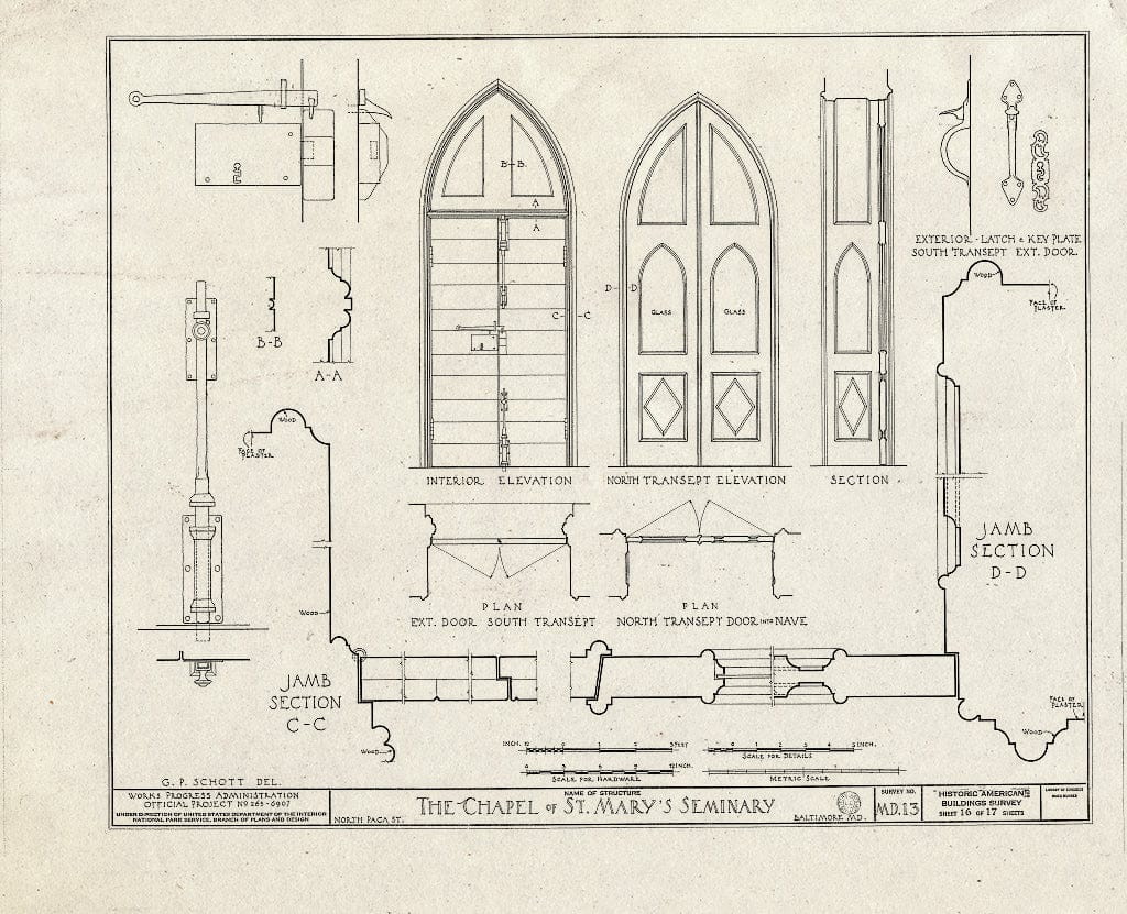 Blueprint HABS MD,4-BALT,18- (Sheet 16 of 17) - St. Mary's Seminary Chapel, North Paca Street & Druid Hill Avenue, Baltimore, Independent City, MD