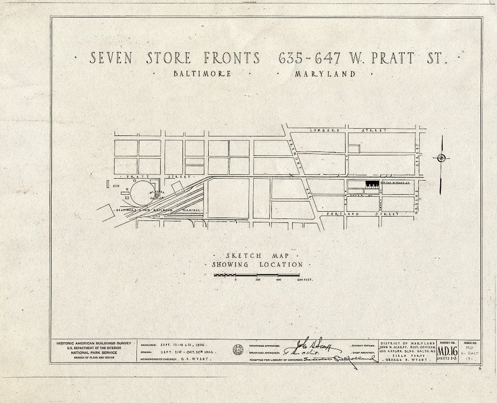 Blueprint HABS MD,4-BALT,19- (Sheet 0 of 5) - 635-647 West Pratt Street (Commercial Buildings), Baltimore, Independent City, MD