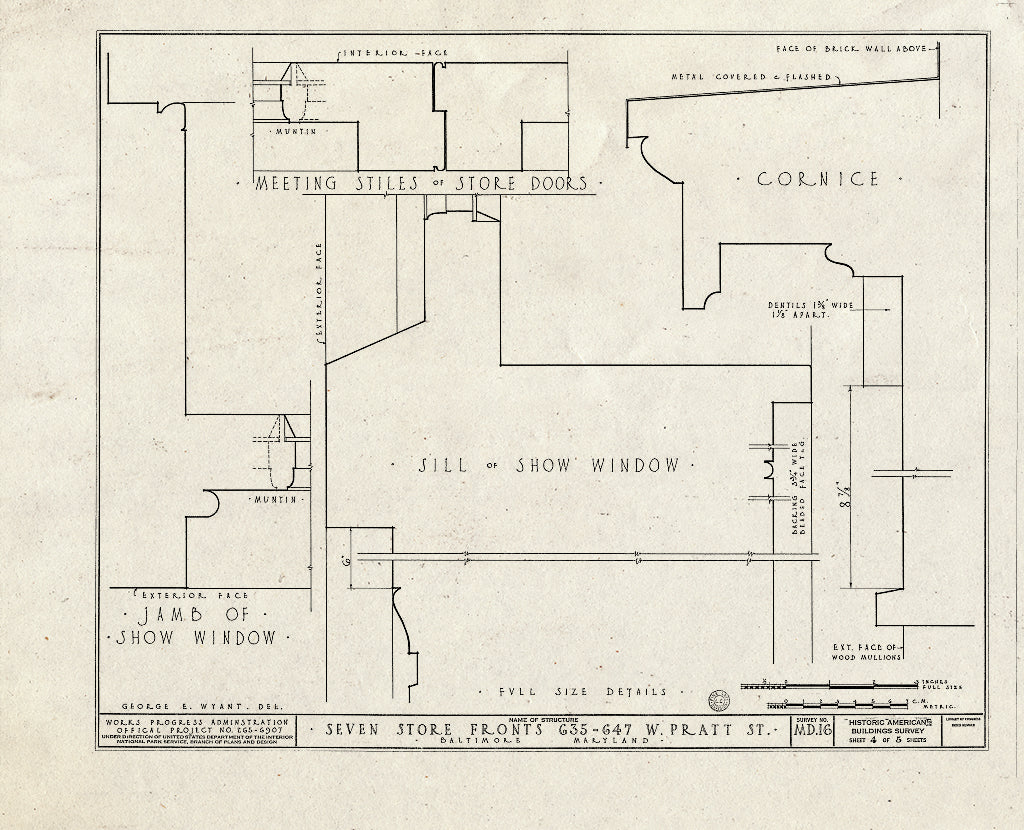 Blueprint HABS MD,4-BALT,19- (Sheet 4 of 5) - 635-647 West Pratt Street (Commercial Buildings), Baltimore, Independent City, MD