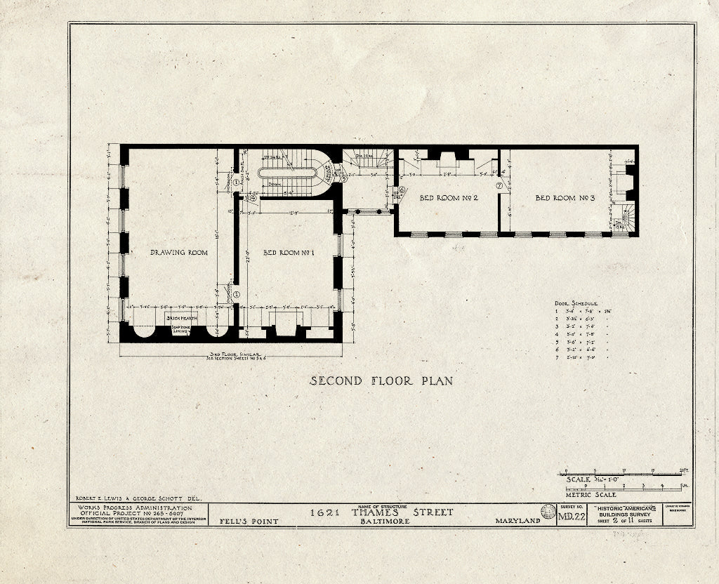 Blueprint HABS MD,4-BALT,23- (Sheet 2 of 11) - 1621 Thames Street (House), Fell's Point, Baltimore, Independent City, MD