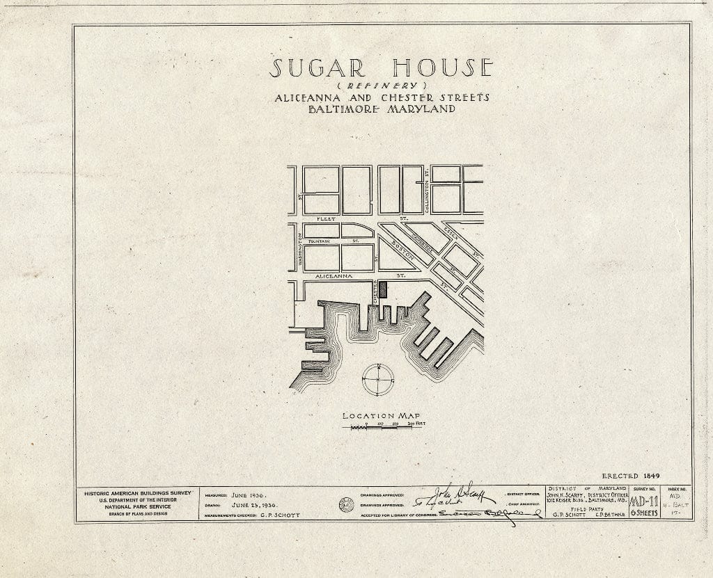 Blueprint HABS MD,4-BALT,17- (Sheet 0 of 6) - Sugar House (Refinery), Aliceanna & Chester Streets, Baltimore, Independent City, MD