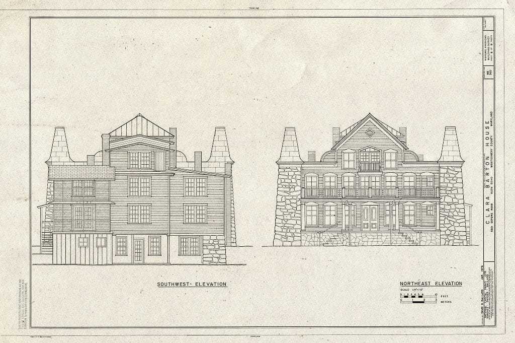 Blueprint HABS MD,16-GLENEC,2- (Sheet 6 of 9) - Clara Barton House, 5801 Oxford Road, George Washington Memorial Parkway, Glen Echo, Montgomery County, MD