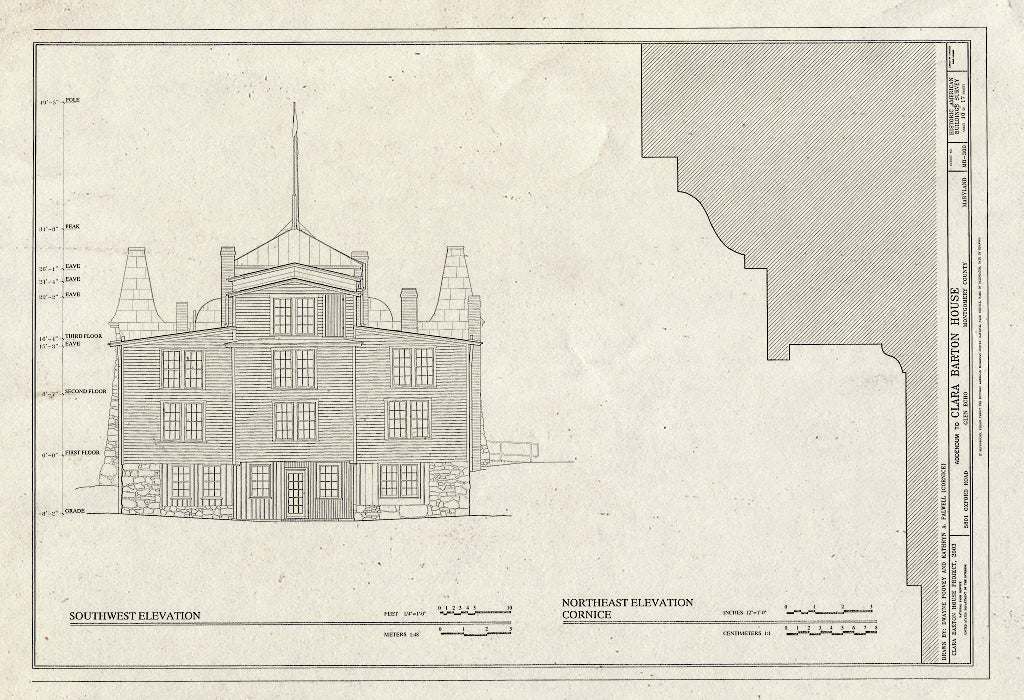 Blueprint HABS MD,16-GLENEC,2- (Sheet 10 of 17) - Clara Barton House, 5801 Oxford Road, George Washington Memorial Parkway, Glen Echo, Montgomery County, MD