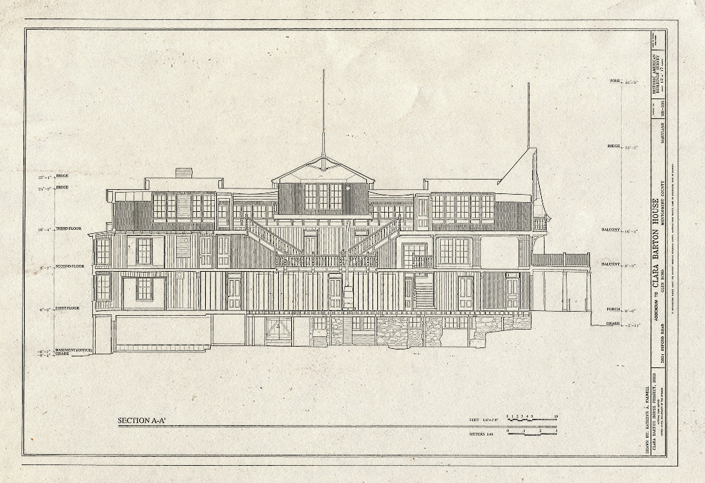 Blueprint HABS MD,16-GLENEC,2- (Sheet 12 of 17) - Clara Barton House, 5801 Oxford Road, George Washington Memorial Parkway, Glen Echo, Montgomery County, MD