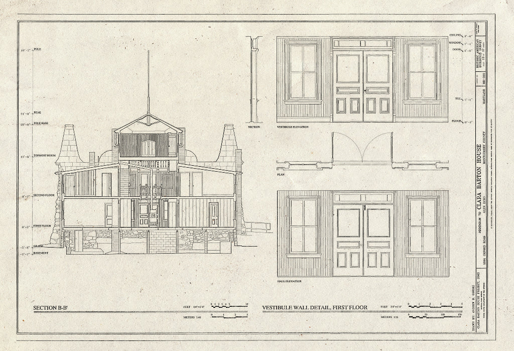 Blueprint HABS MD,16-GLENEC,2- (Sheet 13 of 17) - Clara Barton House, 5801 Oxford Road, George Washington Memorial Parkway, Glen Echo, Montgomery County, MD