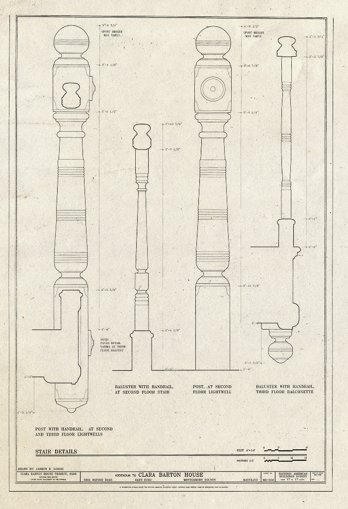 Blueprint HABS MD,16-GLENEC,2- (Sheet 17 of 17) - Clara Barton House, 5801 Oxford Road, George Washington Memorial Parkway, Glen Echo, Montgomery County, MD