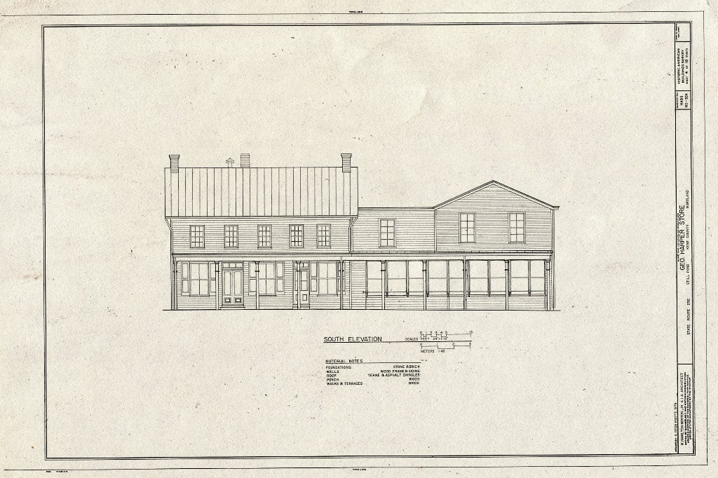 Blueprint HABS MD,15-STIPO,1- (Sheet 4 of 10) - George Harper Store, Maryland Route 292 & Main Street, Still Pond, Kent County, MD
