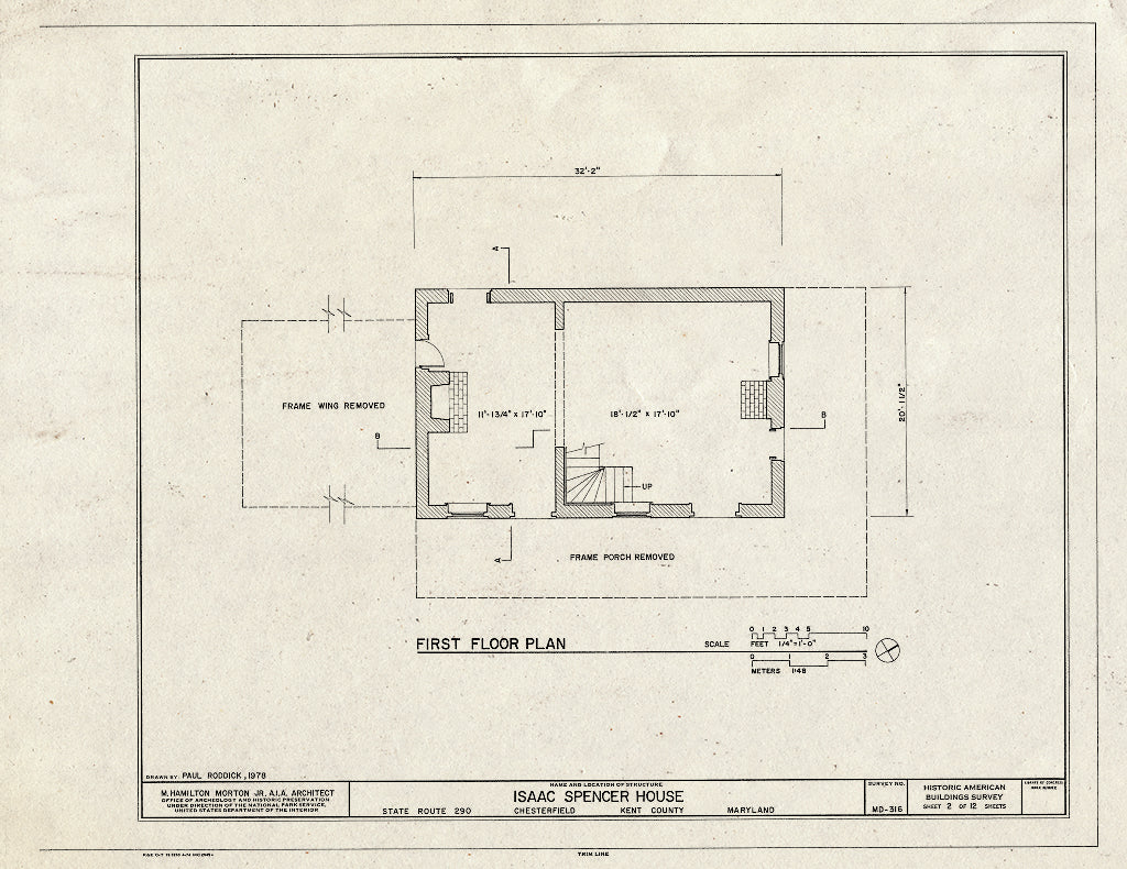 Blueprint HABS MD,15-CHESV,1- (Sheet 2 of 12) - Isaac Spencer House, Morgnec Road (Route 447) & Route 290, Chesterville, Kent County, MD