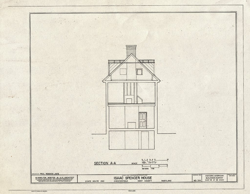 Blueprint HABS MD,15-CHESV,1- (Sheet 10 of 12) - Isaac Spencer House, Morgnec Road (Route 447) & Route 290, Chesterville, Kent County, MD