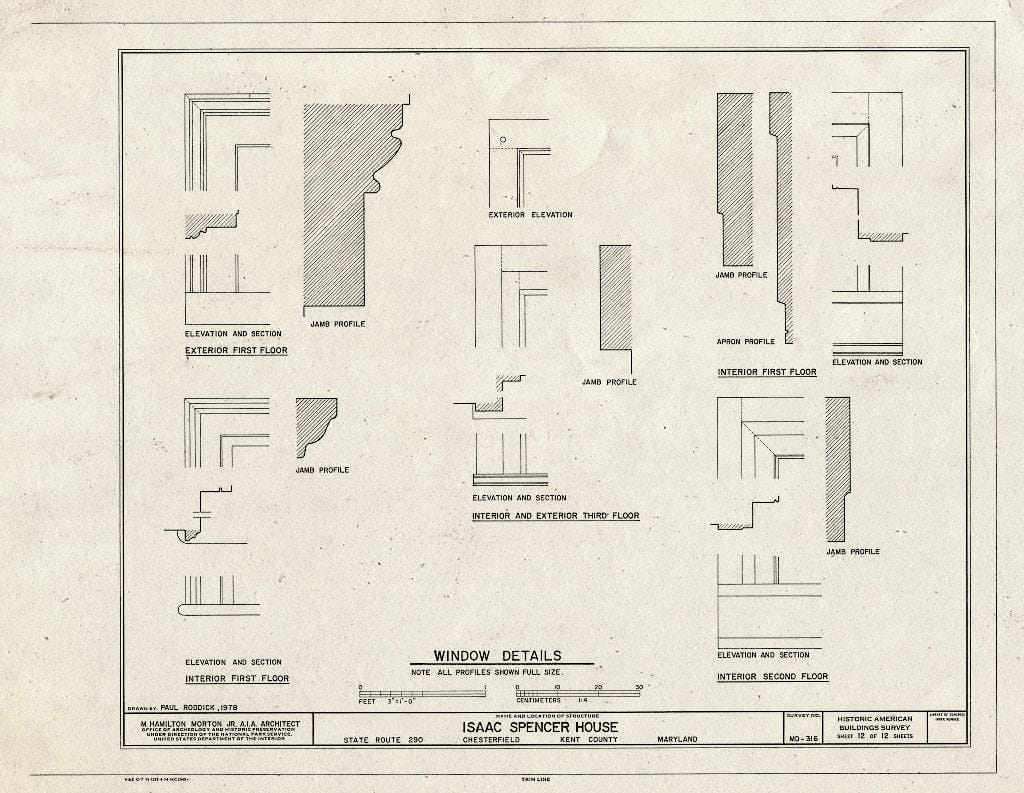 Blueprint HABS MD,15-CHESV,1- (Sheet 12 of 12) - Isaac Spencer House, Morgnec Road (Route 447) & Route 290, Chesterville, Kent County, MD