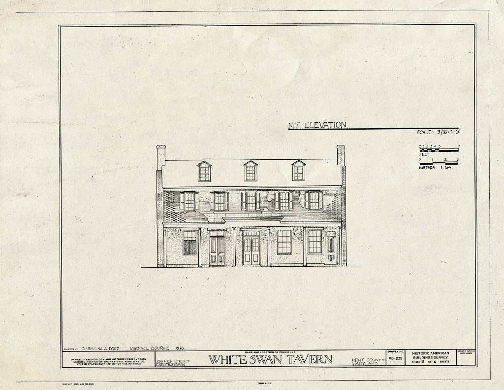 Blueprint HABS MD,15-CHETO,8- (Sheet 3 of 6) - White Swan Tavern, 233 High Street, Chestertown, Kent County, MD