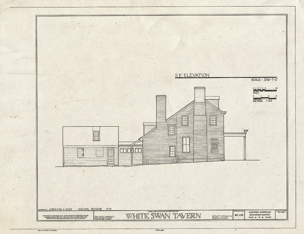 Blueprint HABS MD,15-CHETO,8- (Sheet 4 of 6) - White Swan Tavern, 233 High Street, Chestertown, Kent County, MD