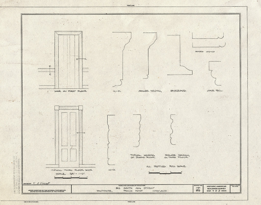 Blueprint HABS MD,4-BALT,164- (Sheet 7 of 8) - 812 South Ann Street (House), Baltimore, Independent City, MD
