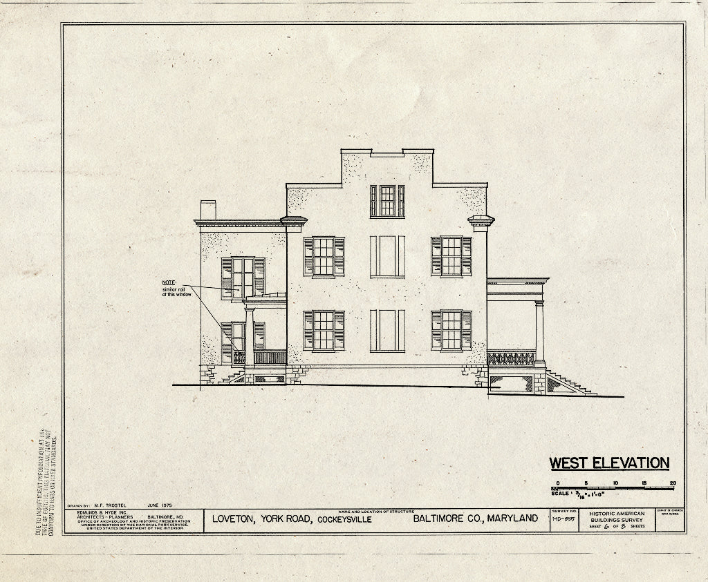 Blueprint HABS MD,3-Cock,1- (Sheet 6 of 8) - Loveton, York Road, Cockeysville, Baltimore County, MD
