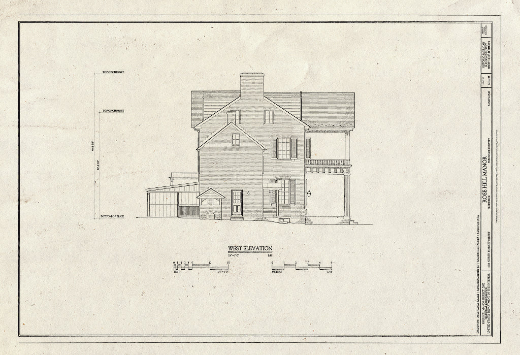 Blueprint HABS MD,11-FRED.V,10- (Sheet 11 of 31) - Rose Hill Manor, 1611 North Market Street, Frederick, Frederick County, MD