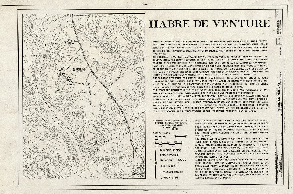 Blueprint HABS MD,9-Porto.V,3- (Sheet 1 of 14) - Habre de Venture, Rose Hill Road, La Plata, Charles County, MD