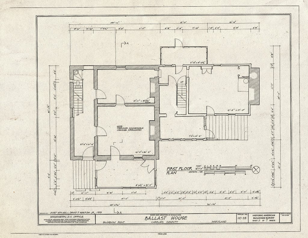Blueprint First Floor Plan - Blossom Point Farm, La Plata, Charles County, MD