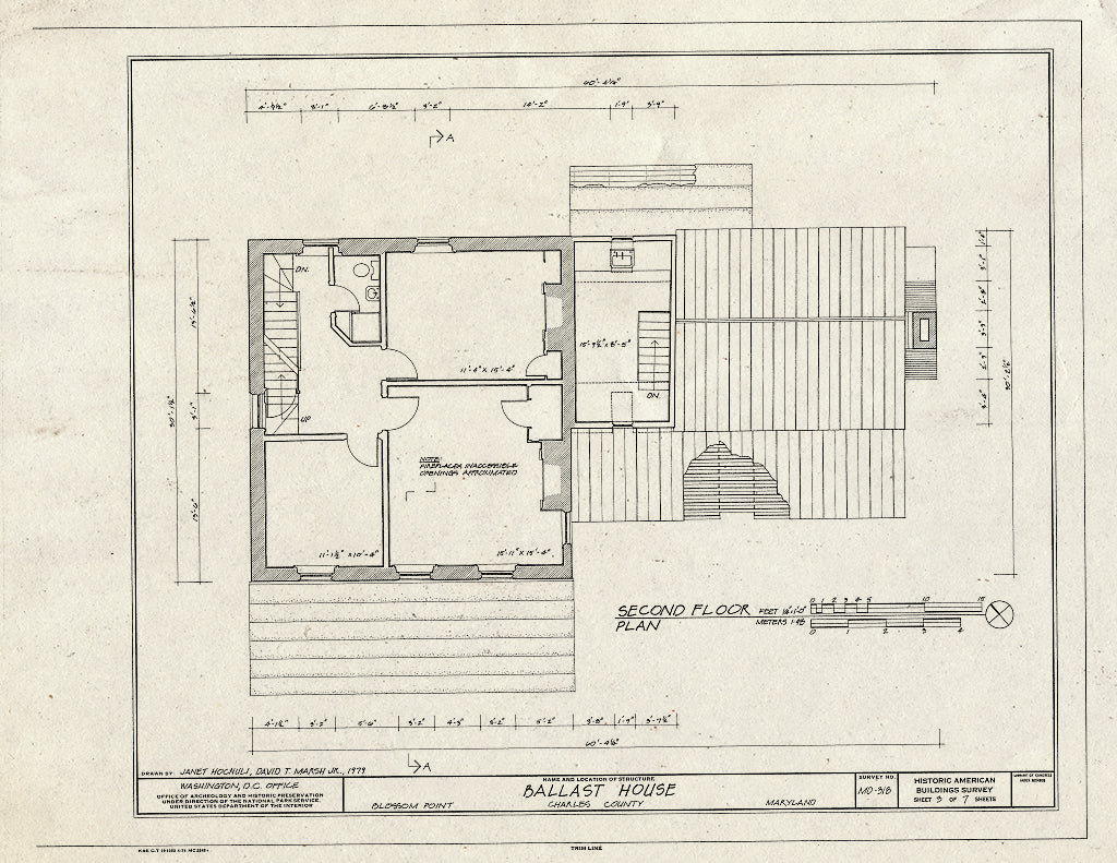 Blueprint Second Floor Plan - Blossom Point Farm, La Plata, Charles County, MD