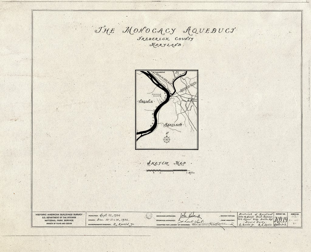 Blueprint HABS MD,11-,3 (Sheet 0 of 2) - Chesapeake & Ohio Canal, Monocacy Aqueduct, 42.2 Miles Above Tidewater (Above Lock 27), Dickerson, Montgomery County, MD